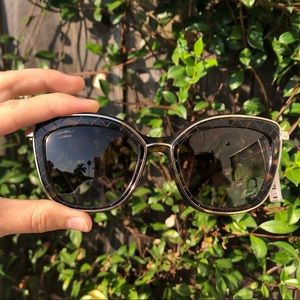 CHANEL dark brown sunglasses w/gold accents